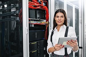 Woman performing backup recovery