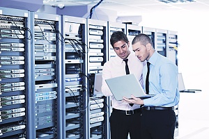 two employees at a cloud based server hosting site in Leesburg va