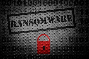 ransomware text with red lock