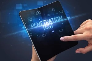 penetration testing concept on folding tablet