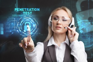 young businesswoman working in virtual glasses