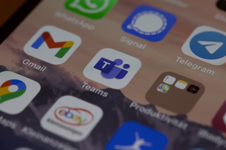 showing microsoft teams app on a smartphone